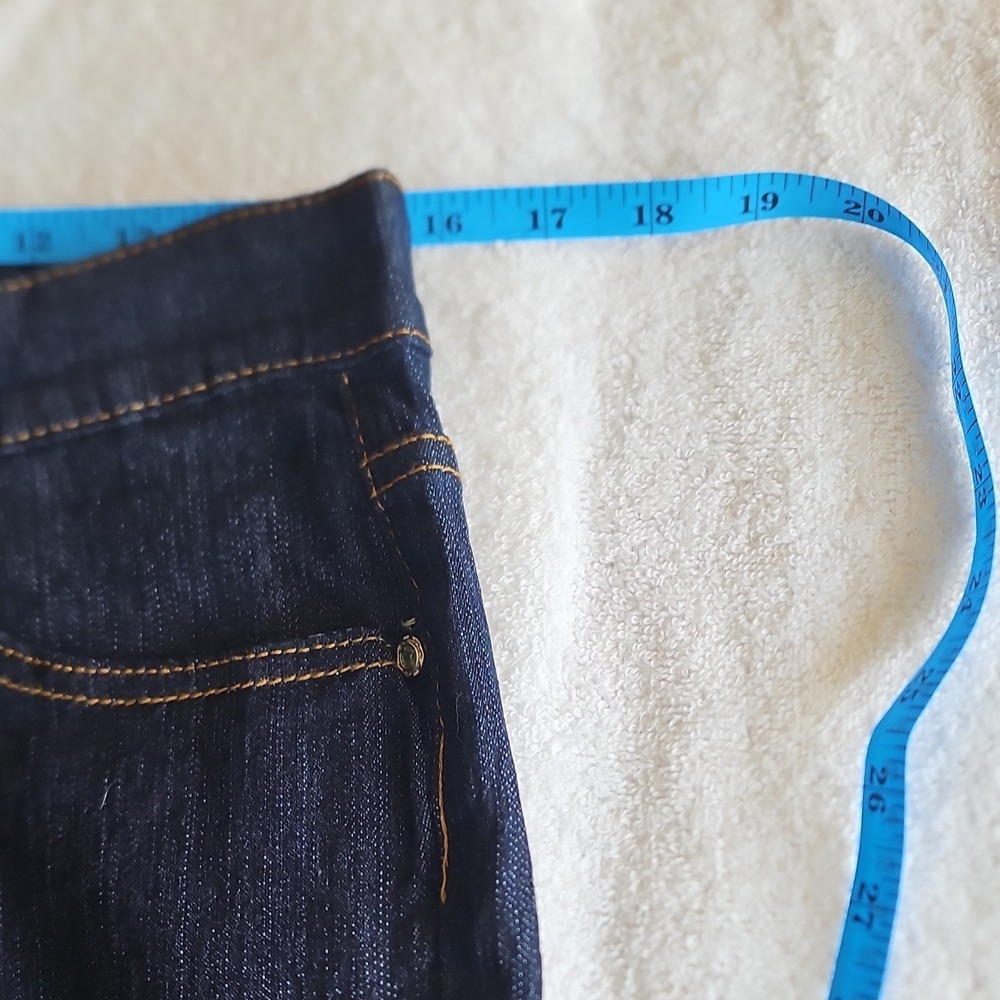 Top Jhon Dark Blue Denim Straight Jeans woman 5-Pocket Button Embroidered - Picture 8 of 12